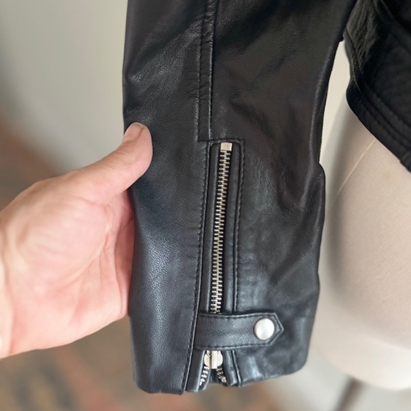 Zara Sheep Leather Moto Jacket Size M - Picture 10 of 10